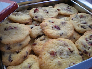 koekjes met witte chocolade en cranberries