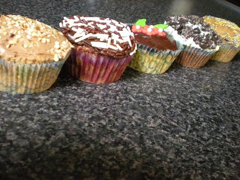 hazelnootcupcakes, speculaascupcakes en banaancupcakes