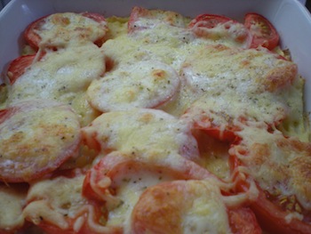 aardappelkoek met tomaat en mozzarella
