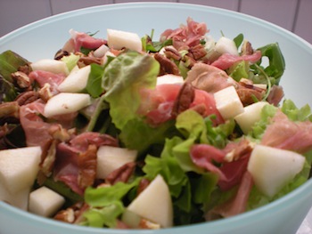 salade folle met ham en peer